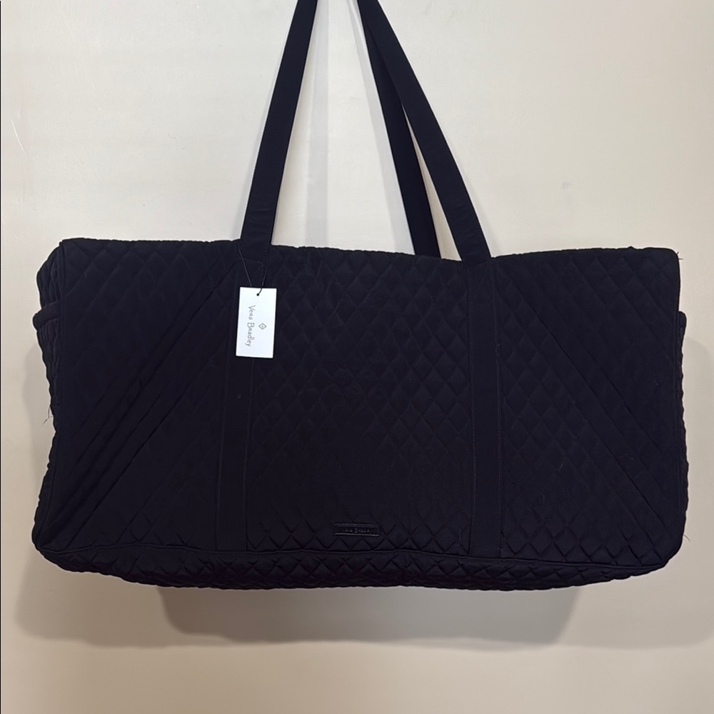 Vera Bradley Black Travel Tote Bag with Textured Fabric and Roomy Design
